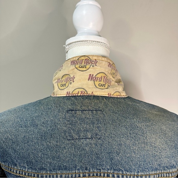 Vintage Jean Jacket - Vintage 90's HARD ROCK CAFE PARIS - SAVE THE PLANET - Picture 4 of 12